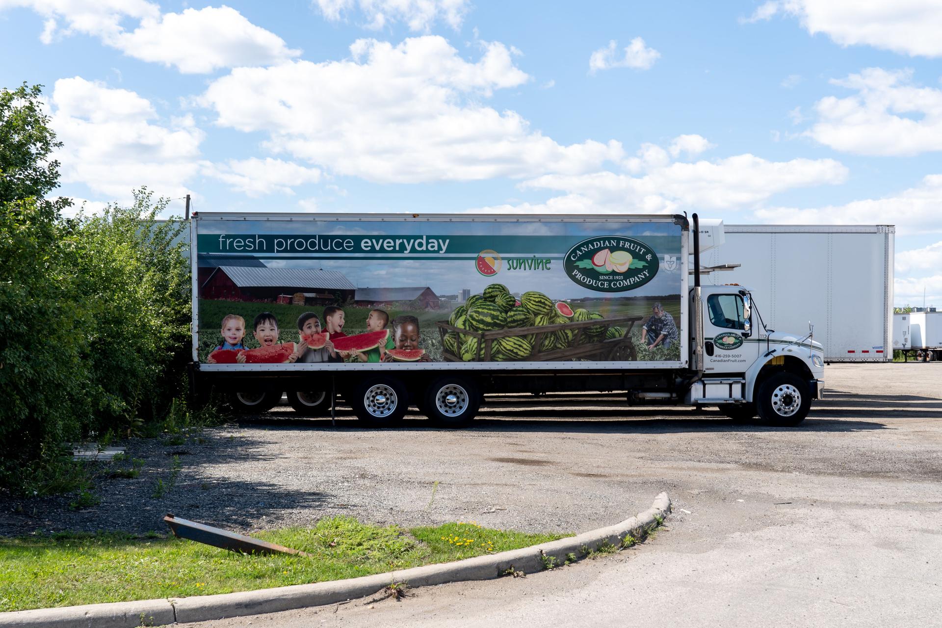 A Canadian Fruit and Produce Company's  truck in Mississauga, On, Canada